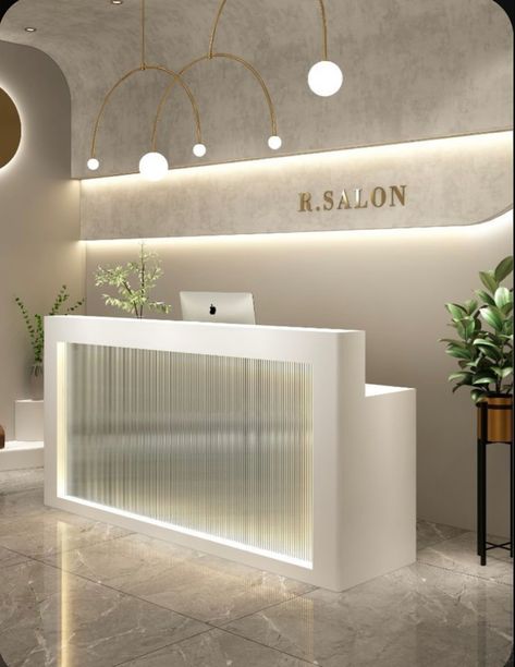 Beauty Spa Decor, Beauty Reception Desk, Beauty Clinic Reception, Beauty Spa Interior Design, Beauty Salon Reception Area, Spa Front Desk, Medspa Interior Design, Spa Reception Design, Beauty Clinic Interior Design