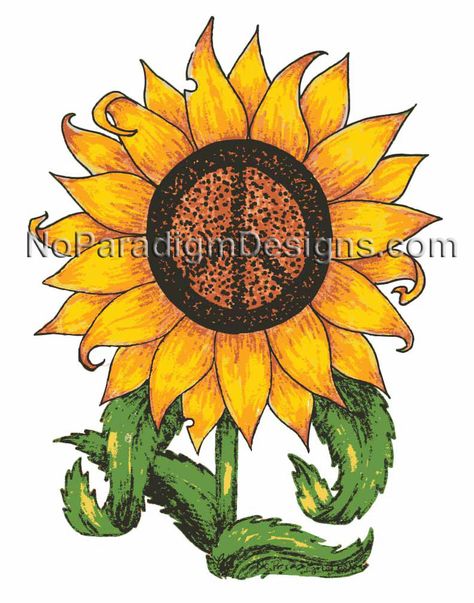 Sunflower Peace Man ☮ Sunflower Peace Sign, Tattoos Peace, Peace Sign Drawing, Peace Sign Tattoo, Sunflowers Tattoo, Garden Sticks, Flower Tats, Pinterest Tattoos, Peace Sign Tattoos