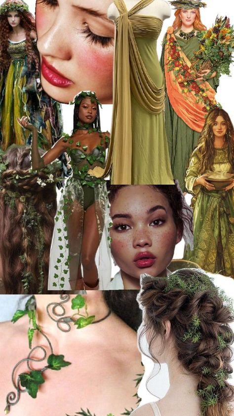 Earth Themed Dresses, Fairygod Mother Costume, Nature Inspired Halloween Costumes, Garden Of Eden Outfit, Mother Nature And Father Time Costumes, Autumn Goddess Costume, Gaia Goddess Costume, Earth Makeup Element, Plant Witch Costume