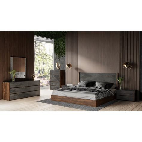 Latitude Run® Cherlene Low Profile Platform Bed | Wayfair Queen Platform Bed With Headboard, Slate Headboard, Scifi Bedroom, Master Beds, Extended Headboard, Modern Bed Frames, Modern Luxury Bedroom Design, Grey Bedroom Set, Industrial Bed