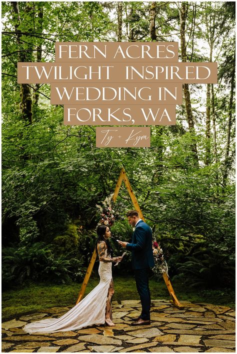 Fern Acres Twilight Inspired Wedding in Forks, WA Fern Acres Wedding, Decorate Backyard, Twilight Inspired Wedding, Twilight Vibes, Forest Wedding Venue, Forest Backdrops, Sparkler Send Off, Dream Day, Twilight Fans