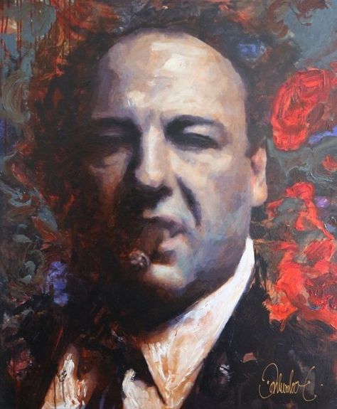 Sopranos Poster Art, Sopranos Artwork, Tony Soprano Art, Sopranos Poster, Vintage Tattoo Art, Gold Art Painting, Old Movie Posters, Tony Soprano, Pop Culture Art