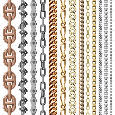 Types Of Chains, Jewelry Template, Art Jewelry Design, Jewelry Design Drawing, Gold Chain Design, Link Design, Digital Borders Design, Gold Chains For Men, Gold Chain Jewelry