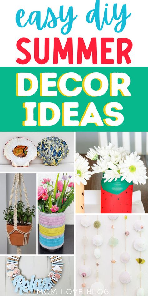 Easy, fun, and cheap summer crafts for adults including DIY summer decor, wreaths, and accessories. Summer Crafts For Adults, Summer Home Decor Ideas, Summer Decor Ideas, Summer Patio Decor, Diy Summer Decor, Summertime Crafts, Fun Summer Crafts, Zen Home Decor, Diy Summer Crafts