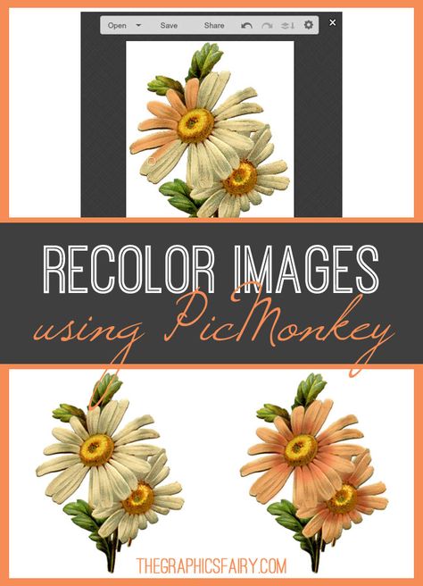 Today, we're going to show you a quick trick you can use to recolor images using PicMonkey. Have you had an image where the color was just not right? Picmonkey Tutorial, The Graphics Fairy, Fairy Images, Graphics Fairy, Diy Craft Tutorials, Blogging Advice, Mixed Media Projects, Vintage Graphics, Craft Tutorials