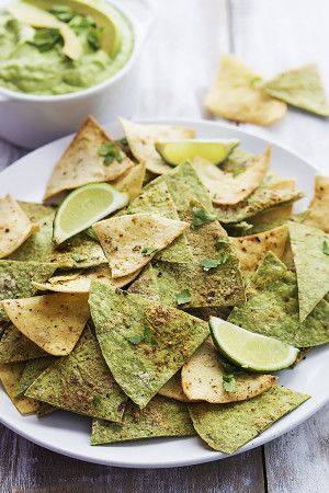 Baked Guacamole Tortilla Chips | Creme de la Crumb Guacamole Seasoning, Super Bowl Treats, Tortillas Chips, Guacamole Chips, Baked Tortilla Chips, Homemade Tortilla Chips, Homemade Guacamole, Superbowl Party Food, Guacamole Recipe