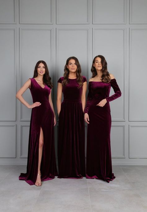 Dark Purple Bridesmaid Dresses, Dress Dark Purple, Velvet Long Dress, Couture Bridesmaid Dresses, Dark Purple Dresses, Purple Velvet Dress, Velvet Dress Long, Low Back Dresses, Christmas Outfits Women