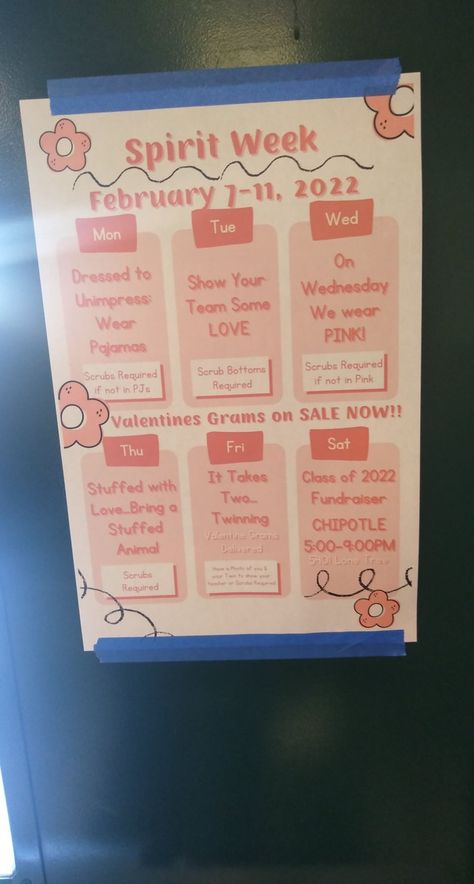 Valentines Event Ideas For Work, Valentine Spirit Week, Valentine’s Day Spirit Week, February Spirit Week Ideas, Valentine’s Day Fundraiser Ideas, Valentines Spirit Week Ideas, Valentines Day Spirit Week, Sweethearts Dance, College Event Ideas