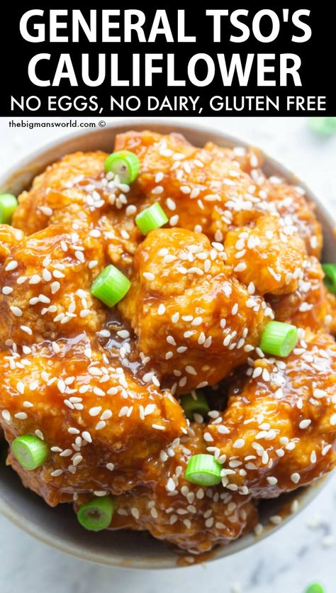 Asian Cauliflower, Battered Cauliflower, General Tso's Cauliflower, Sesame Cauliflower, Sticky Sesame Cauliflower, Cauliflower Recipes Healthy, Spicy Cauliflower, Cauliflower Dishes, Better Than Takeout