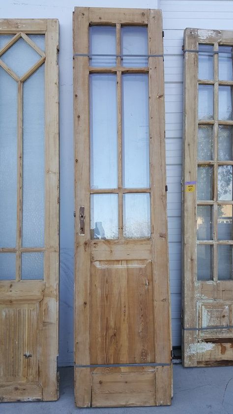 Floor To Ceiling Doors, French Pantry Doors, Wood And Glass French Doors, Antique Doors In House, Pantry Doors With Glass Panels Antique, Narrow French Doors, Antique Wooden Pantry Door, Antique Wood French Doors, Antique Single Door