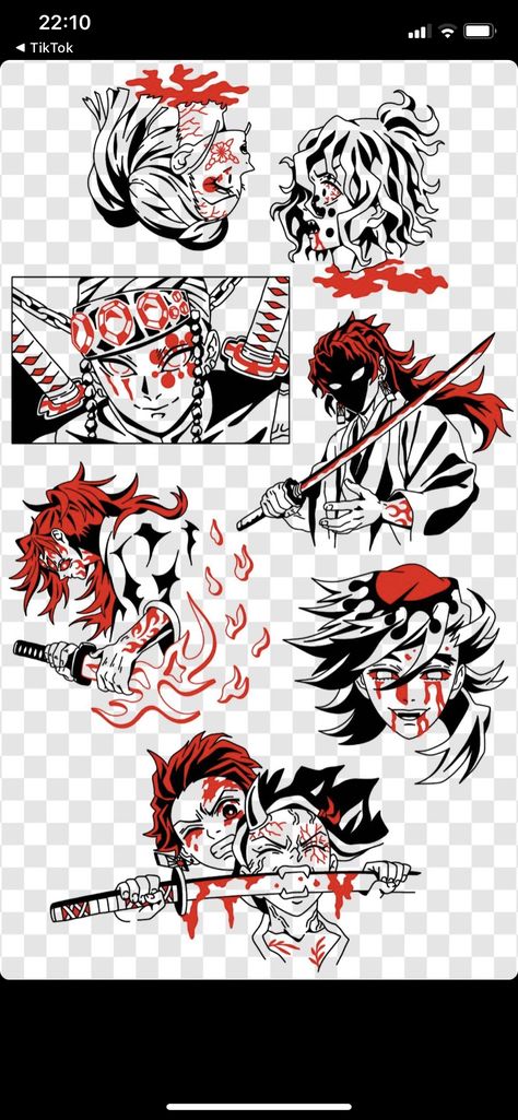 Anime Tattoo Background, Anime Chest Tattoo Female, Demon Slayer Manga Tattoo, Demon Slayer Hand Tattoo, Tengen Swords Tattoo, Kokushibo Tattoo Ideas, Red Anime Tattoo, Akaza Tattoo Ideas, Simple Demon Slayer Tattoo