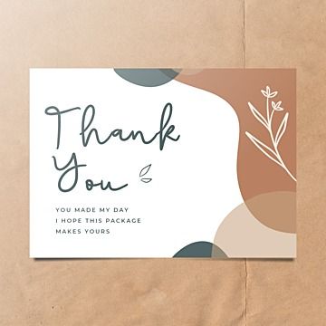 Abstract organic shape with editable text thank you business card template Small Business Quotes Thank You, Quotes Card Design, Quote Cards Design, Thank You Card Design Template, Thank You Card For Business, Thank You Cards Design, Kartu Nama Aesthetic, Thank You Illustration, Thank You Design