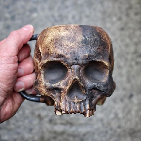 Drink In Spooky Style with these specialty mugs by Turkey Merck - Rue Morgue Skull Mug, Goth Home, Goth Home Decor, Skull Decor, Human Skull, A Skull, Gothic Decor, Gothic Home Decor, Gothic House