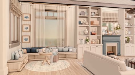 Pearl Cove | Patreon Sims4 Room Cc Patreon, Sims 4 Siding Cc Exterior, Living Room Cc Sims 4 Patreon, Sims 4 Room Ideas Living Room, Sims 4 Patreon House, Sims 4 Builds Patreon, Sims 4 Cc Houses Mansion Patreon, Sims Living Room Ideas, Sims 4 Living Room Ideas