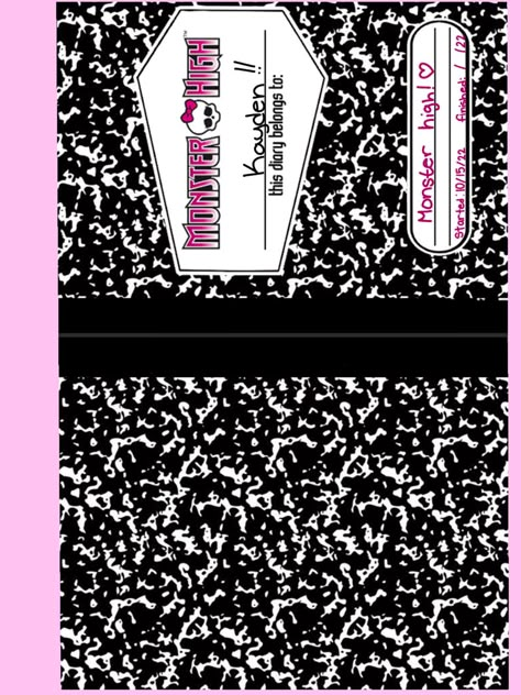 Monster High Composition Book, Monster High Diary Template, Monster High Templates, Monster High Printables, Monster High Crafts, Cube Craft, Monster High House, Monster High School, Diary Template