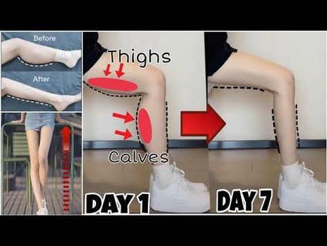 Thigh Workout In One Week, Simple Leg Exercises, How To Become Thinner In A Week, How To Get Lean Legs, How To Get Thighs Smaller, How To Get Slim Legs Like Korean, Korean Leg Workout, Korean Legs Exercise, Korean Exercise Routine