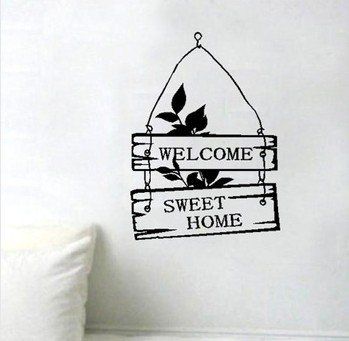 Welcome Sweet Home Sign Bedroom Living Room Decor Art Vinyl Wall Sticker Home Door Window Decoration Decal 43X31CM Home & Kitchen Simple Wall Paintings, Creative Wall Painting, Living Room Door, Diy Wall Painting, Wall Stickers Wallpaper, Wall Painting Decor, Soyut Sanat Tabloları, Wall Drawing, Removable Wall Stickers