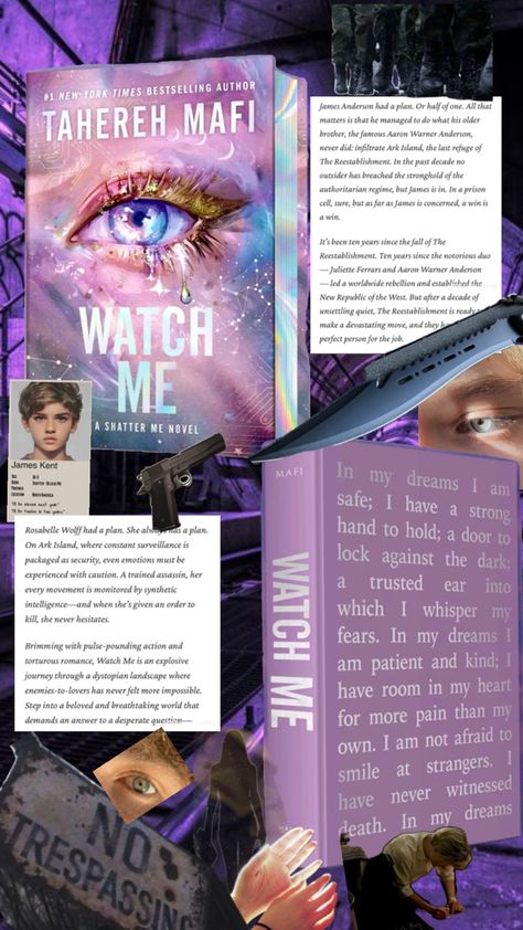 The new book in the shatter me series. James Kent Anderson, Rosabelle Wolff. Watch Me is the title of the new book in the hit shatter me series. The new series spin off is labeled Shatter Me: The New Republic. The new book is called Watch Me. All by the wonderful and talented Tahereh Mafi. Shatter Me Warner, Shatter Me Quotes, James Kent, Book Reading Journal, New Republic, Tahereh Mafi, Shatter Me Series, Shatter Me, Unread Books