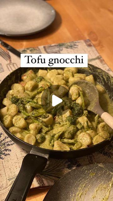 Maya // vegan recipes on Instagram: "TOFU GNOCCHI W/ BROCCOLI PESTO 🥦 

This was random dinner I threw together a few days ago but let me tell you it was SO DELICIOUS! 😋
RECIPE (3 servings, 30min prep time):
-250g potatoes
Boil until soft
-250g firm tofu
Mash together with the potatoes.
-125g flour
-50g corn starch
Salt to taste.
Knead until it forms a dough.
Cut in 4 and roll into logs.
Cut in small pieces on a floured surface and boil in salted water until they float to the top.
Broccoli pesto:
-1 head of broccoli tossed with olive oil, salt and pepper.
Roast at 200C/400F for 20mins.
Transfer half of it to a blender.
-2 Tbsp olive oil
-a handful fresh basil
-4 Tsp vegan Parmesan
-salt and pepper to taste 
-juice of 1/2 lemon
-water as needed 
Blend until smooth.
Toss the cooked gnocchi Tofu Gnocchi, Random Dinner, Broccoli Pesto, Firm Tofu, Vegan Parmesan, Lemon Water, Fresh Basil, So Delicious, Corn Starch