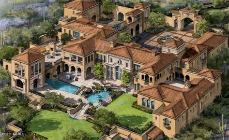 Spanish Mansion, Tuscan Homes, Mansion Homes, Mansion Floor Plan, Dream Mansion, A Mansion, Mega Mansions, Modern Mansion, Luxury House Plans