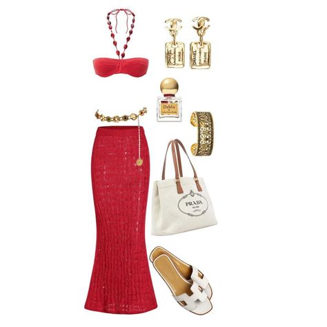 Love Island Outfits Aesthetic, Red Vacation Outfit, Beach Club Outfits, Mykonos Beach Club, Beach Club Outfit, Mykonos Beach, Love Island Outfits, Summer Outfits Polyvore, Island Outfits