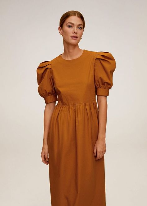 Mango Puffed Sleeves Cotton Dress Mango Dress, Looks Chic, Puffed Sleeves Dress, Puffed Sleeves, Business Casual Outfits, Fashion Mode, Mode Inspiration, Cotton Dress, Sleeve Cotton