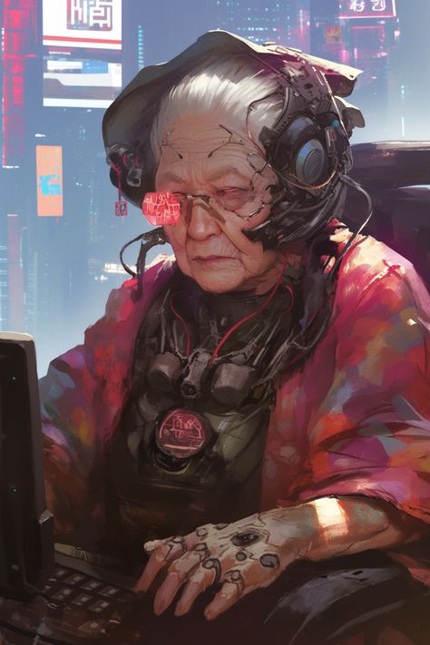 #cyberpunk #oldpeople #man #woman Cyberpunk Corporate Woman, Sci Fi Character Design Cyberpunk, Retro Cyberpunk Aesthetic, Cyberpunk Gear, Cyberpunk Vampire, 80s Cyberpunk, Cyberpunk Dnd, Cyberpunk Reference, Cyberpunk People