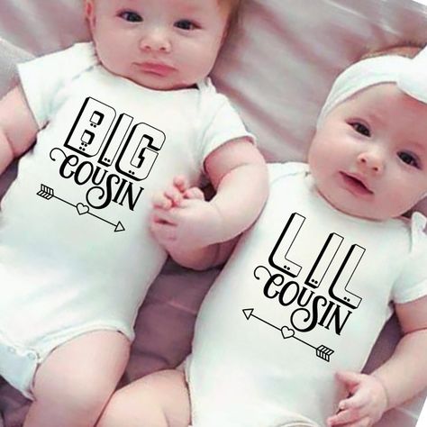 Matching Big Cousin Baby Bodysuit - tap/click to personalize and buy #BabyBodysuit #baby, #cousin, #est, #matching #cousins Cousin Onesie Matching, Cousin Onesie, Baby Pics, Kids Nursery Decor, Matching Gifts, Kids Stationery, Suit Accessories, Clothing Labels, Free Birthday Stuff