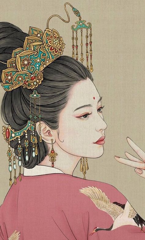 Seni Korea, Chinese Drawings, Chinese Art Painting, Geisha Art, Japon Illustration, Chinese Art Girl, Desenho Tattoo, Korean Art, Art Japonais