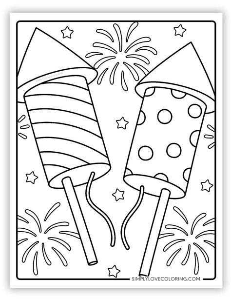 Free fireworks coloring pages are great for educational activities for kids, crafts, road trips, and an afternoon of relaxation and fu Fireworks Coloring Pages, Firework Colors, Minnie Mouse Coloring Pages, Patriotic Kids, Fireworks Craft, Stitch Coloring Pages, July Colors, Mario Coloring Pages, Cardboard Crafts Diy