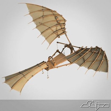 Da Vinci Flying Machine, Best Science Fair Projects, School 8th Grade, Da Vinci Inventions, Cool Science Fair Projects, Hang Glider, Steampunk Airship, Flying Machine, Arte Steampunk