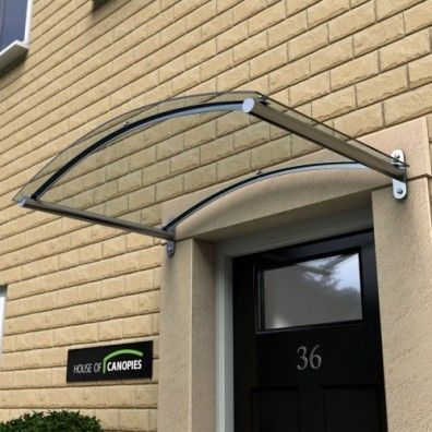 Curved Polycarbonate Door Canopy Type: A Polycarbonate Door Canopy, Front Door Awning, Front Door Canopy, Canopy Glass, Pergola Diy, Glass Canopy, Wooden Canopy, Contemporary Door, Backyard Canopy