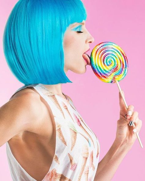 Cotton Candy Photoshoot, Pride Photoshoot, Girl With Blue Hair, Candy Photoshoot, Pink Portrait, Fashion Films, Fantasy Fest, Pin Up Poses, Snap Ideas