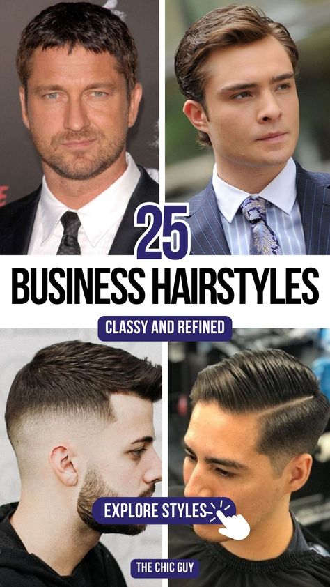 Best Professional Haircuts for Men to Elevate Your Business Look Mens Office Hairstyles, Professional Haircuts For Men, Mens Haircut 2024, Side Part Pompadour, Popular Beard Styles, Undercut With Beard, Professional Hairstyles For Men, Gentleman Haircut, Short Quiff