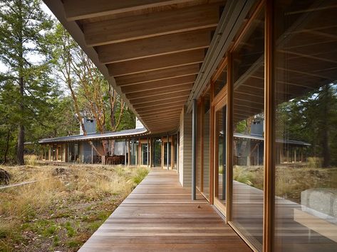 Suncrest Residence Deck Overhang, Rooftop Addition, Narrow Deck, Container Construction, Forest Farm, Timber Cabin, Roof Overhang, Orcas Island, Viborg