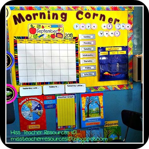 Preschool Bulletin Boards Circle Time, Teachers Corner Ideas Classroom, Math Corner Classroom Ideas Preschool, Circle Time Bulletin Board Preschool, Headstart Classroom Setup, Math Corner Classroom Ideas, Morning Meeting Bulletin Board, Circle Time Bulletin Board, Classroom Organization Preschool