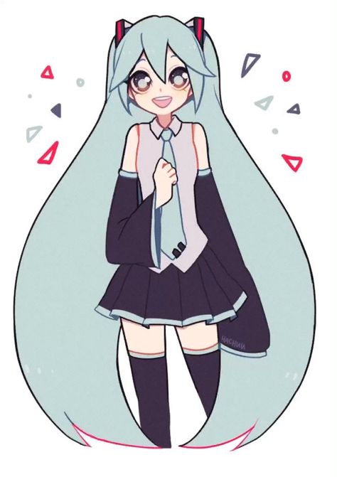 Hatsune Miku Chibi, Miku Chibi, Miku Hatsune Vocaloid, Manga Cosplay, 영감을 주는 캐릭터, Cute Art Styles, Sketchbook Art Inspiration, Cartoon Art Styles, Hatsune Miku