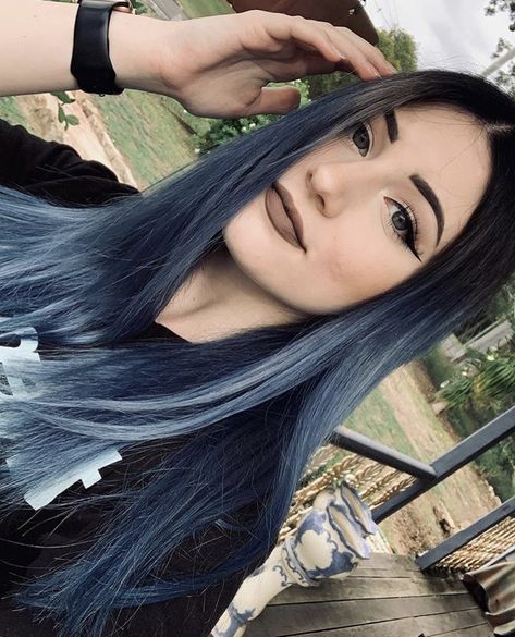 Arctic fox hair color, blue jean baby Purple Rain Arctic Fox Hair, Nutmeg Hair Color, Nutmeg Hair, Denim Blue Hair, Fox Hair Color, Brown Ombre Hair Color, Denim Hair, Navy Hair, Purple Ombre Hair