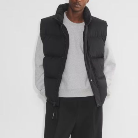 Aritzia Size Small Mens Super Puff Vest Black 700 Goose Down New $225 Aritizia Mens Small Super Puff Vest, Black. Super Puff Vest, The Super Puff, Aritzia Jacket, Super Puff, Puff Vest, Goose Feathers, Smart Storage, Water Repellent Fabric, Mens Vest