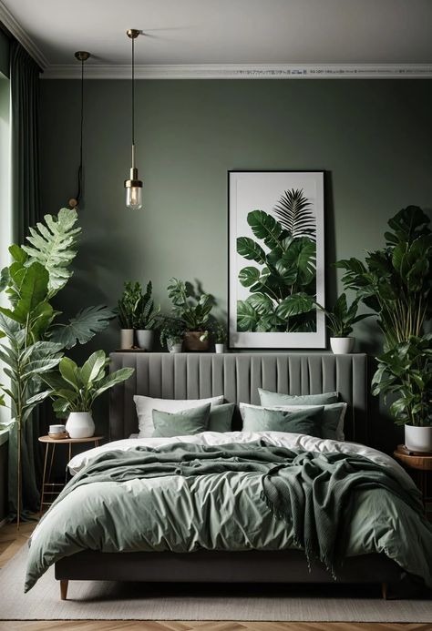 29 Sage Green and Grey Bedroom Ideas: Chic Decor 31 Green And Grey Bedroom Ideas, Sage Green And Grey Bedroom, Bedroom Ideas Chic, Grey Green Bedrooms, Green And Grey Bedroom, Townhome Decor, Sage Green And Grey, Sage Bedroom, Green Bedrooms