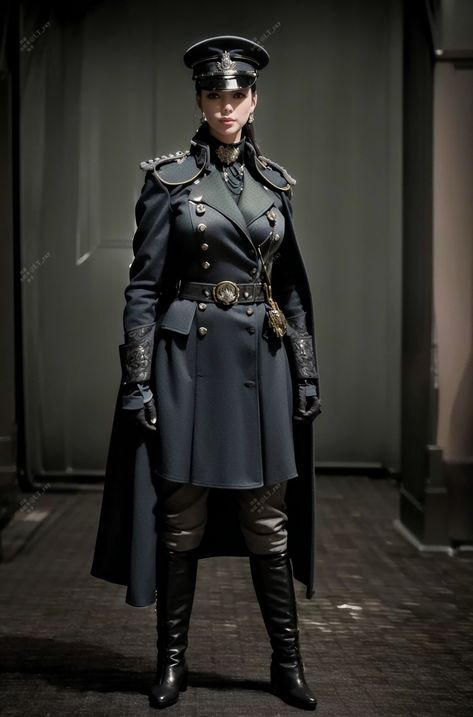 Female Dictator Aesthetic, Women In Uniforms Military, Female General Uniform, Futuristic Military Uniform, Military Outfits Women, Fantasy Uniforms, Military Uniform Design, Military Uniform Female, General Uniform