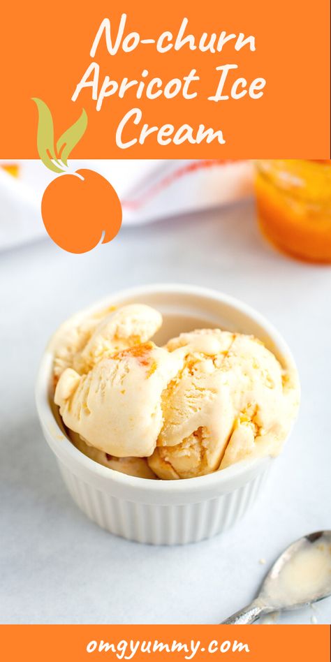 Homemade Ice Cream Flavors Recipes, Apricot Ice Cream Recipe, Easy Apricot Dessert Recipes, Apricot Ice Cream, Apricot Sorbet, No Churn Peach Ice Cream Recipes, Homemade Peach Ice Cream Without Machine, Homemade Peach Ice Cream Without Eggs, Homemade Peach Icecream