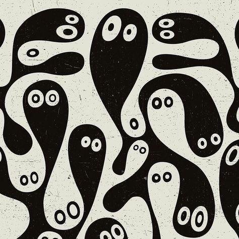 Thomas Heinz on Instagram: "Positive and negative pattern ghosts, October 2022. . . . #pattern #blackandwhite #ghosts #editorialillustration #minimalillustration #kidsillustration #arabesk #thomasheinz #textiledesign #wallpaperdecor #fineart" Ghost Graphic Design, Negative Pattern, Ghost Graphic, Ghost Walk, October 2022, Wallpaper Decor, Positive And Negative, Editorial Illustration, May 5