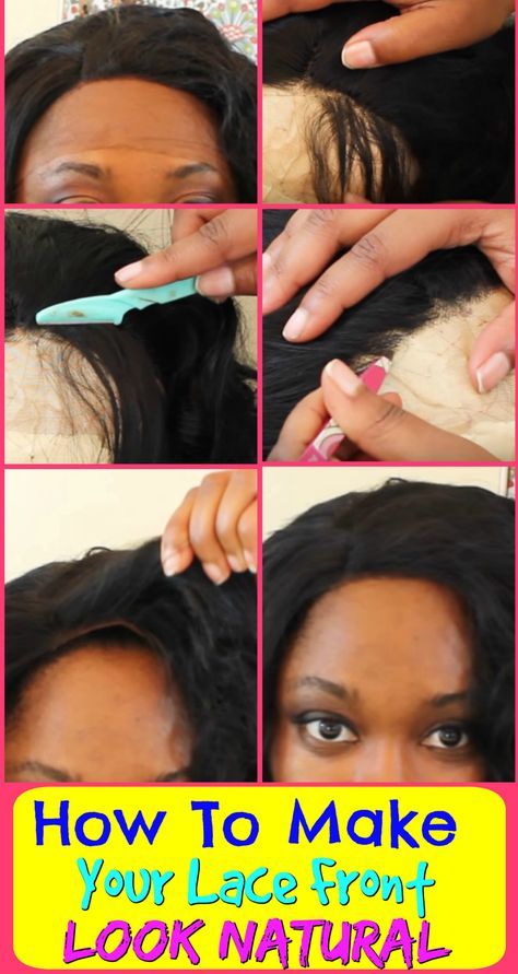 How To Make Your Lace Front Wig Look Natural. Hair tutorials. Black hair. . How To Make Lace Front Wigs Look Natural, Lace Front Glue, Wig Looks, Wig Tutorials, Diy Hair Wig, Hair Extensions Tutorial, Wig Care, Natural Straight Hair, Wigs Cosplay