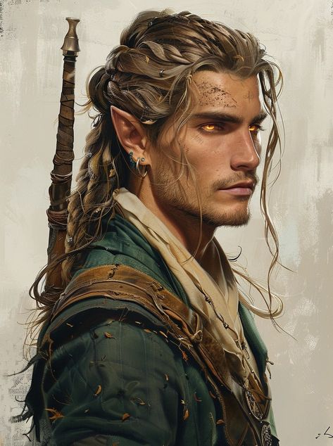 My Images Enby Aesthetic, Half Elf Dnd, Fighter Dnd, Male Elf, Half Elf, Elf Druid, Elves Fantasy, Elf Art, Dnd Art