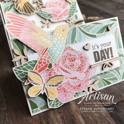 Pals Blog Hop - More Than One Score - Mosaic Mood | Stampin' Hoot Mosaic Madness, Birthday Stamps, Stampin Up Catalog, Bird Cards, Fancy Folds, Pop Up Cards, Fun Fold Cards, Card Templates, Paper Cards