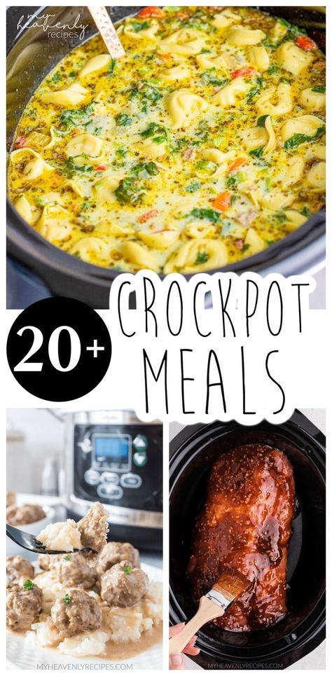 Easy Crockpot Meals- 20+ best crockpot dinner ideas for families. Yummy slow cooker meal ideas. Some feed large family/crowd. Pastas, meats, and soup recipes. Crock pot meals for kids and adults. Party crockpot meals and potlucks. Crock Pot Meals For Kids, Soup Recipes Crock Pot, Favorite Crockpot Meals, Potluck Recipes Crockpot, Slow Cooker Meal Ideas, Slow Cooker Dinner Ideas, Top Crockpot Recipes, Crockpot Dinner Ideas, Dinner Ideas For Families