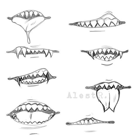 Alien Mouth Drawing, Demon Body Base Drawing, Incubus Drawing Reference, Drawings Of Demons, Drawing Base Demon, Demon Art Reference, Demon Mouth Drawing, Demon Drawing Reference, Demon Base Drawing