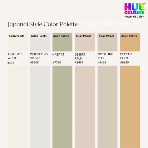 Japanese Minimalist Color Palette, Muji Theme House, Japanese House Color Palette, Scandinavian Colour Palette Inspiration, Japandi Pallete, Muji Color Palette, Japandi Yellow, Japandi Wall Colors, Japandi Essentials