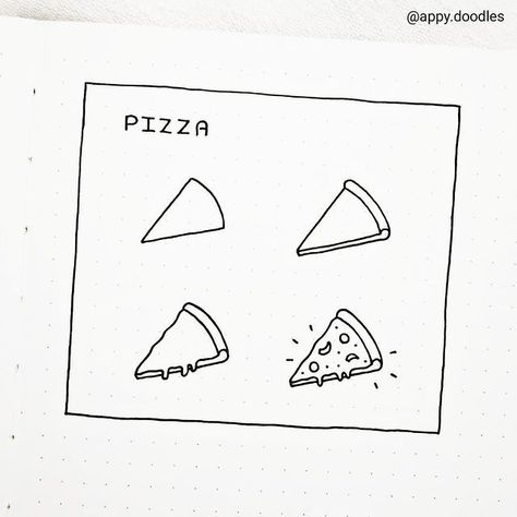 Pizza doodle how to for bullet journal Pizza Doodle Art, Pizza Doodle Drawings, Pizza Drawing Easy, Pizza Doodles, Dinner Doodle, Pizza Sketch, Pizza Doodle, Sketchbook Moodboard, Unforgettable Tattoo